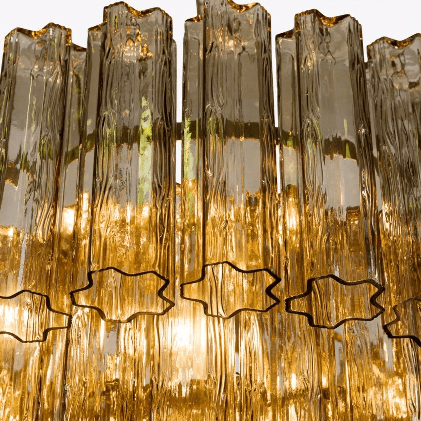 Aurora Lustre Cinq Étage Cannelé Verre Tube Mid Siècle