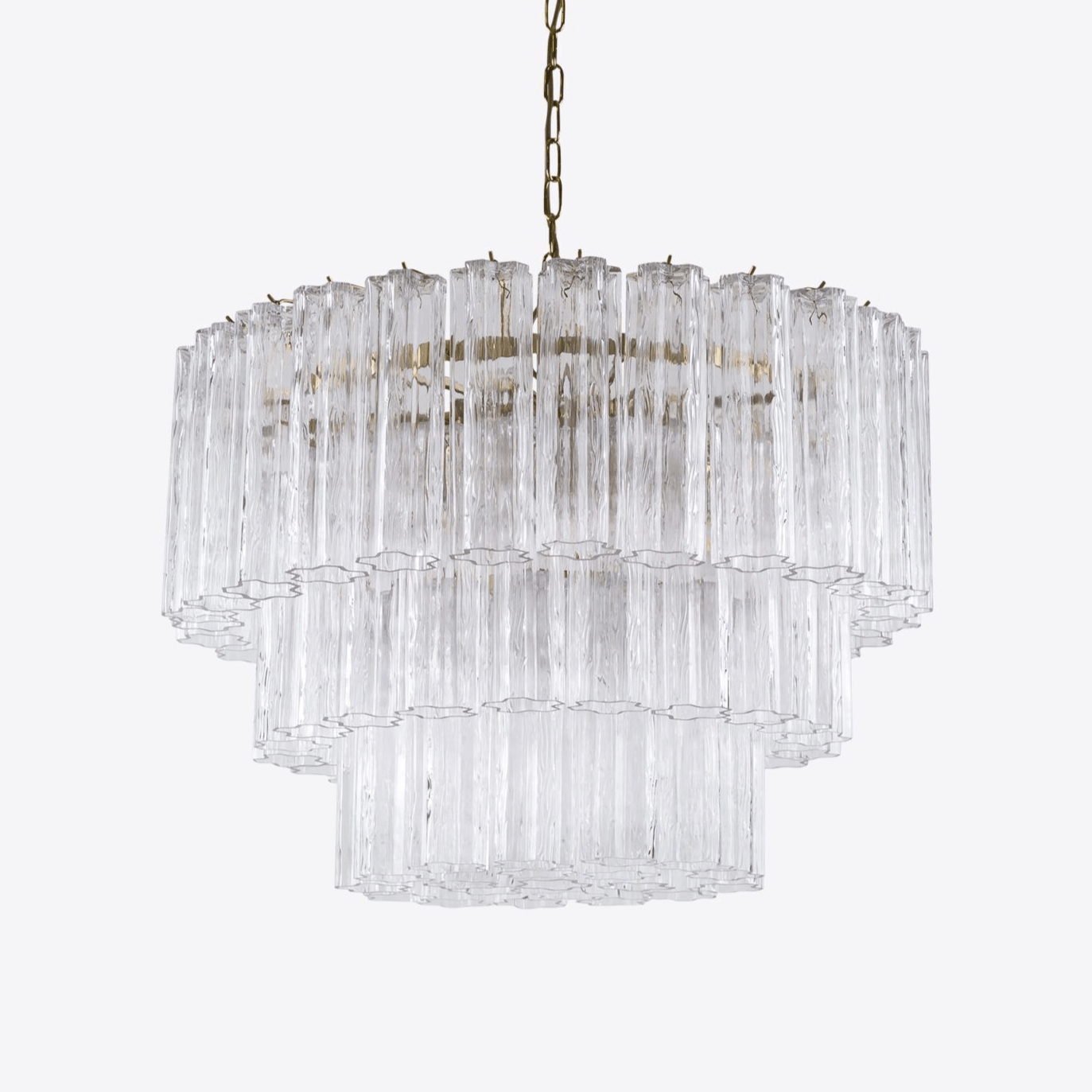 Aurora Lustre Cinq Étage Cannelé Verre Tube Mid Siècle