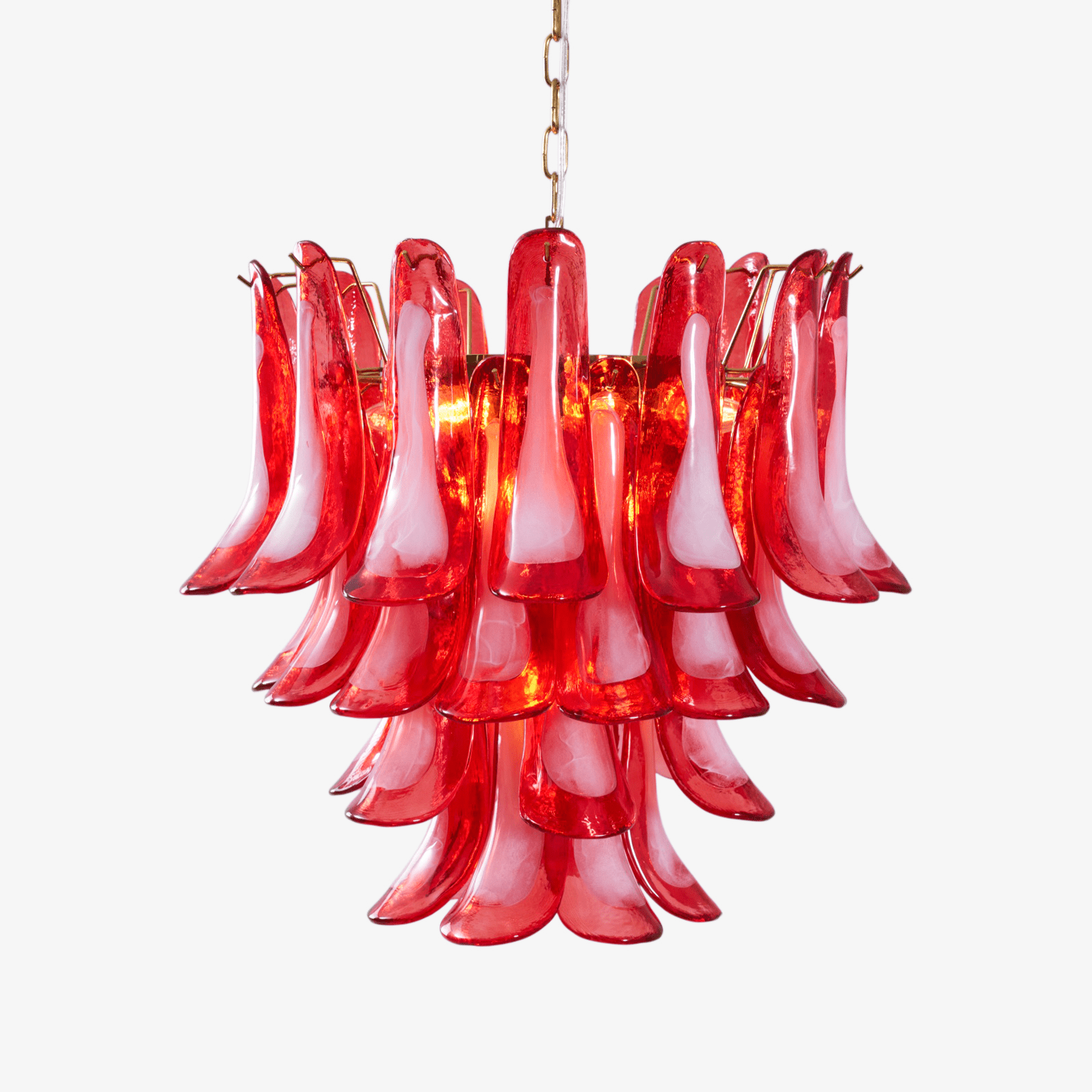 Aurora Lustre Rouge Pétale Verre Superposé Artistique