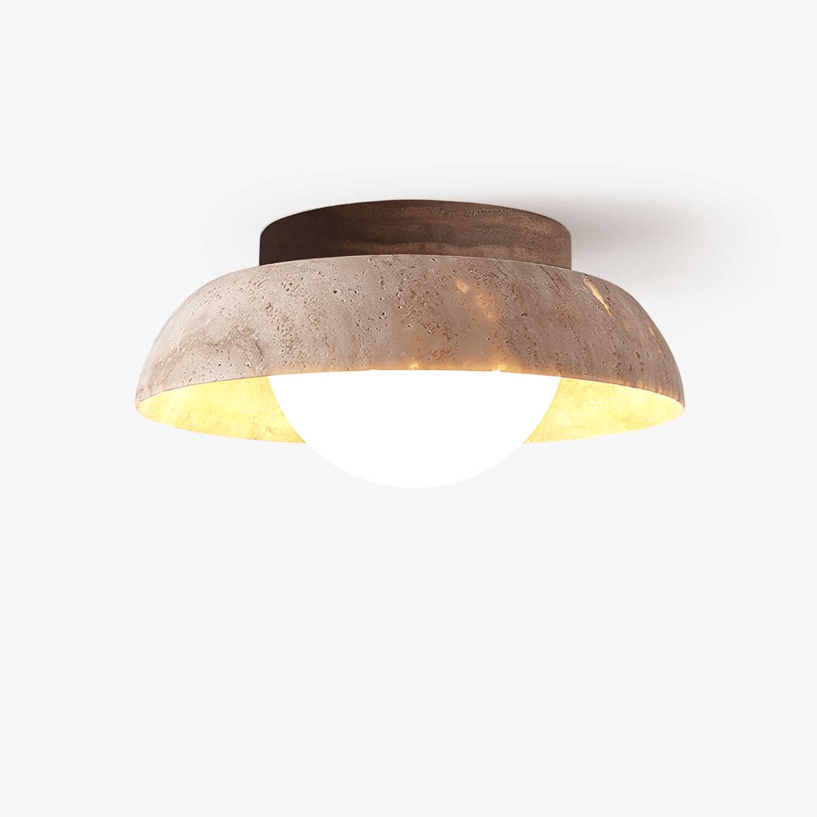 Ashaionis Lampe Plafonnier Disc-Dôme en Travertin