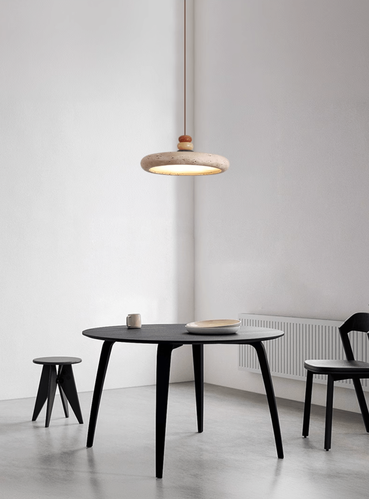 Cuvarora Disque Travertin Pendentif Lumière