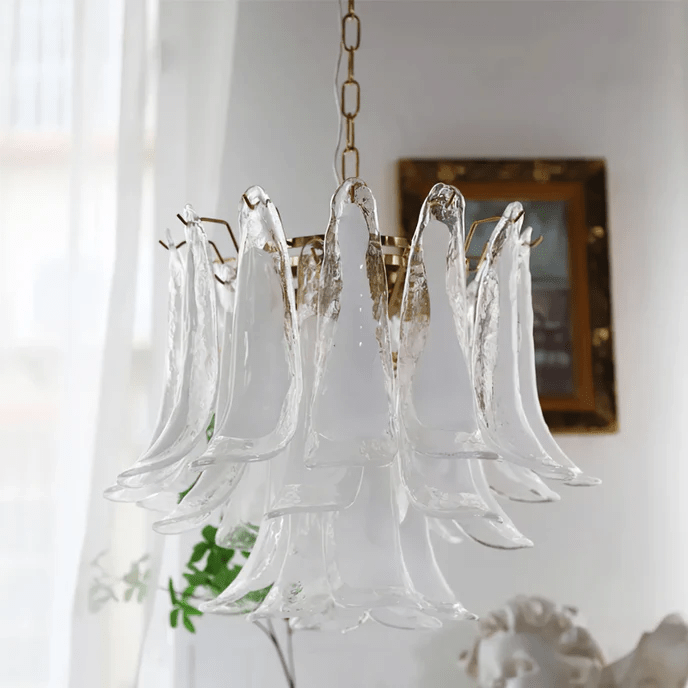 Aurora Lustre Pétales en Verre de Murano Vintage