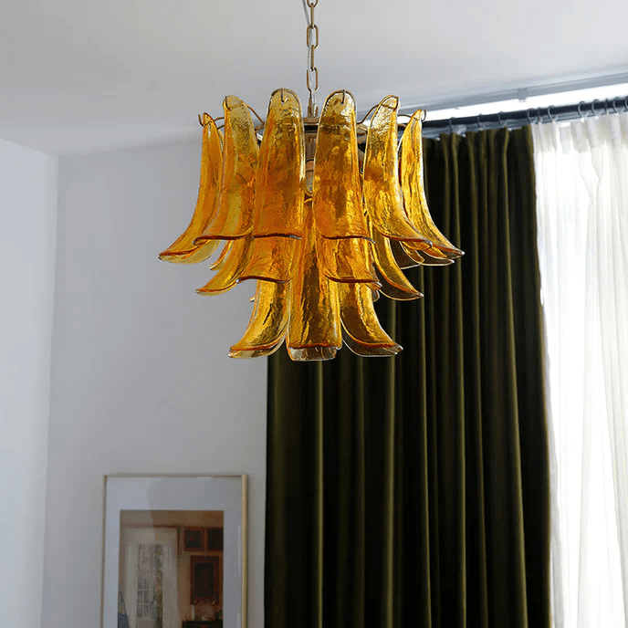 Aurora Lustre Murano Verre Feuille Doré