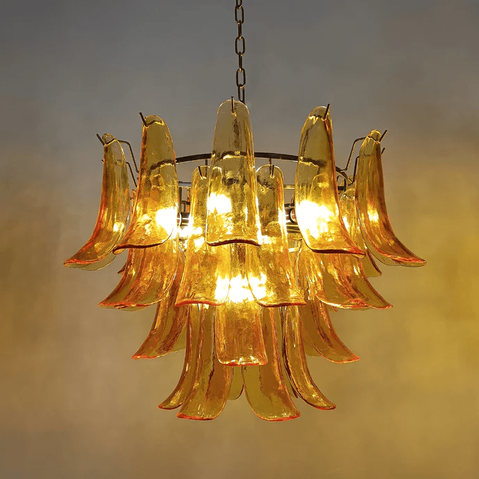 Aurora Lustre Murano Verre Feuille Doré