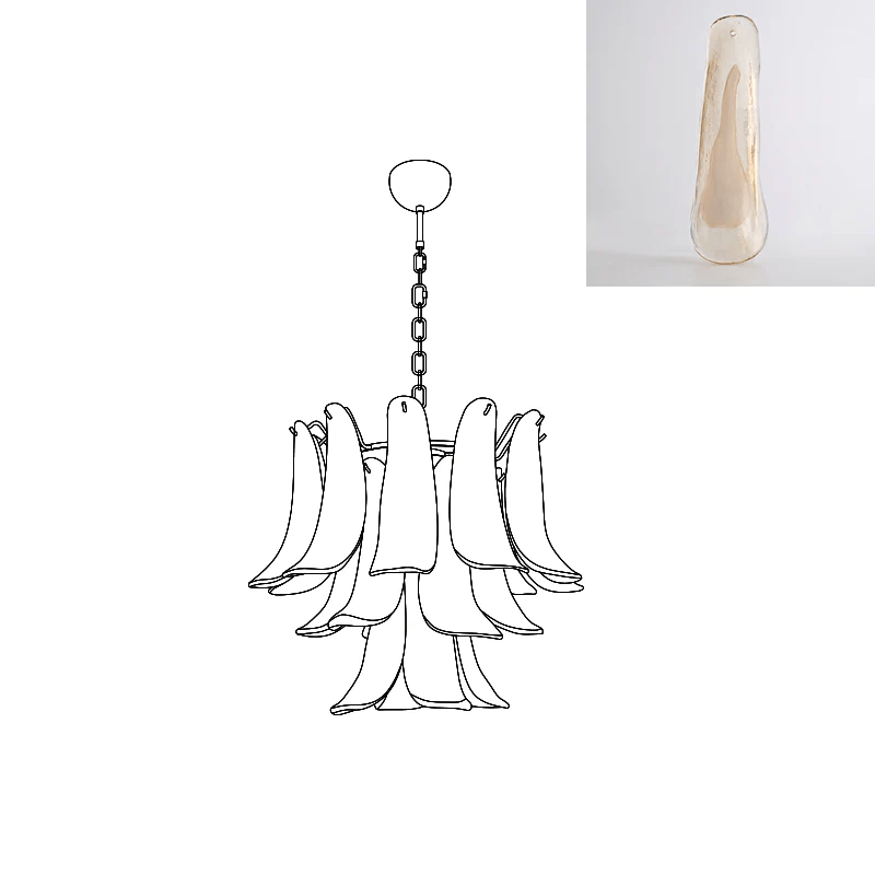 Aurora Lustre Pétales en Verre de Murano Vintage