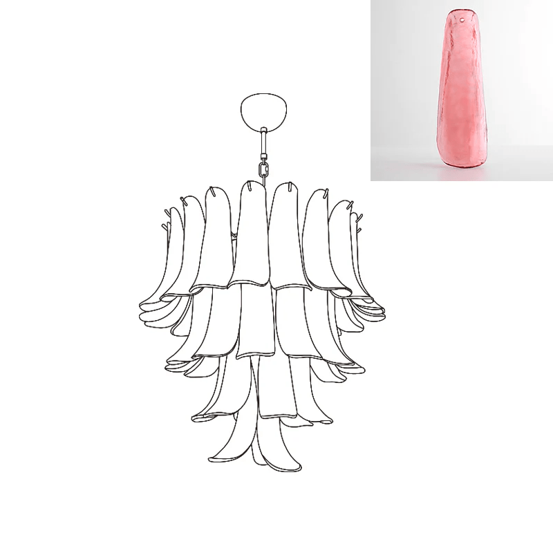 Aurora Lustre Pétales en Verre de Murano Vintage