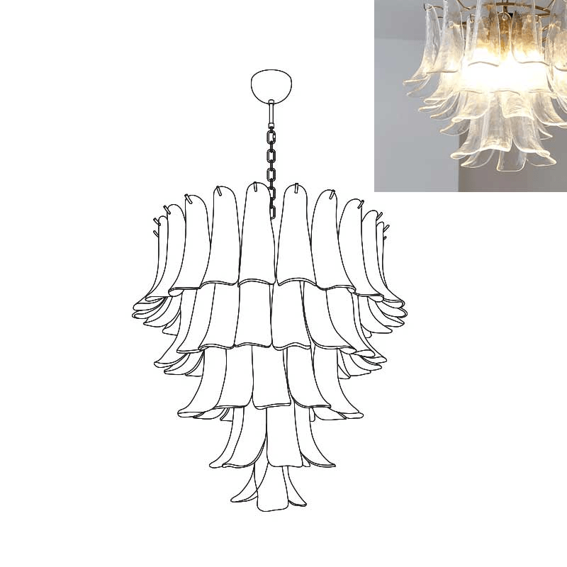 Aurora Lustre Pétales en Verre de Murano Vintage