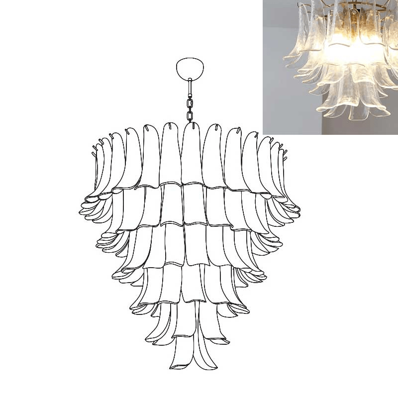 Aurora Lustre Pétales en Verre de Murano Vintage