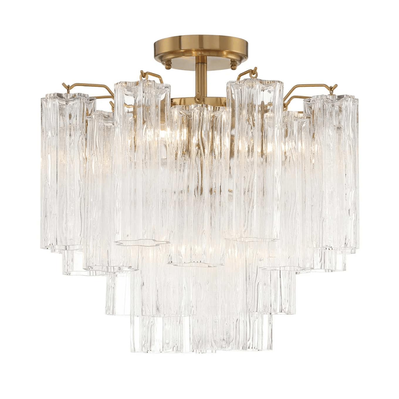 Aurora Plafonnier Transparent Murano Verre Tubulaire Soufflé-Main