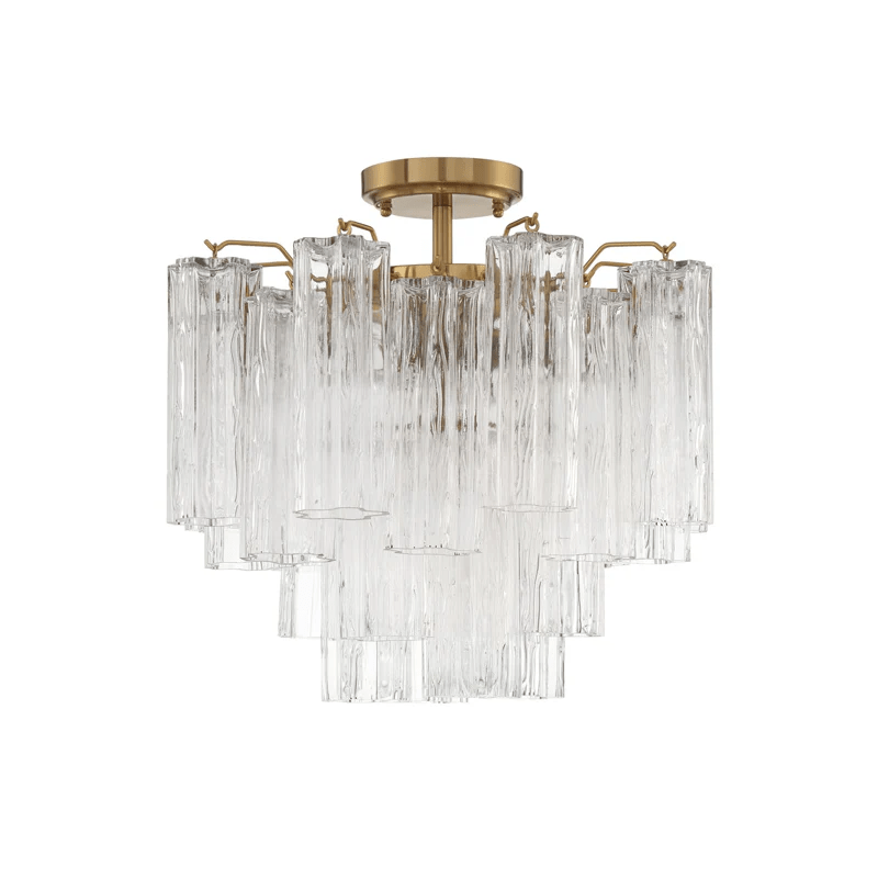 Aurora Plafonnier Transparent Murano Verre Tubulaire Soufflé-Main
