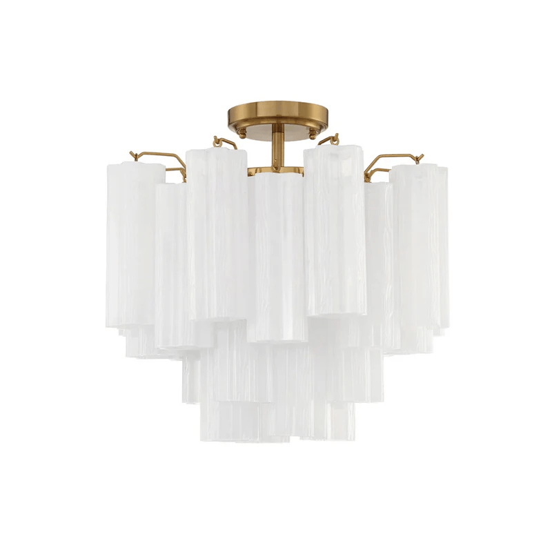 Aurora Plafonnier Transparent Murano Verre Tubulaire Soufflé-Main