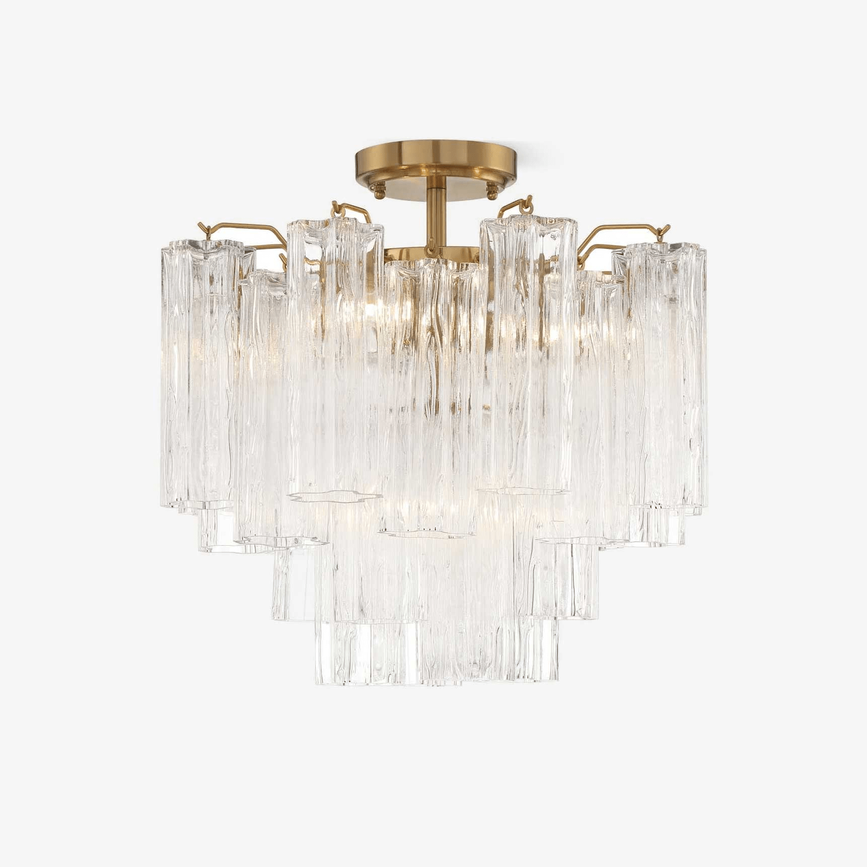Aurora Plafonnier Transparent Murano Verre Tubulaire Soufflé-Main