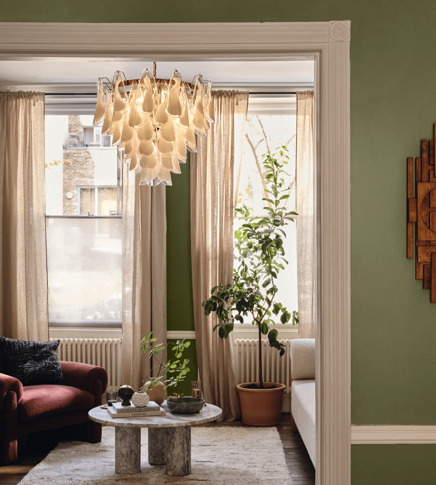 Aurora Lustre Blanc Feuille Verre Superposé Moderne