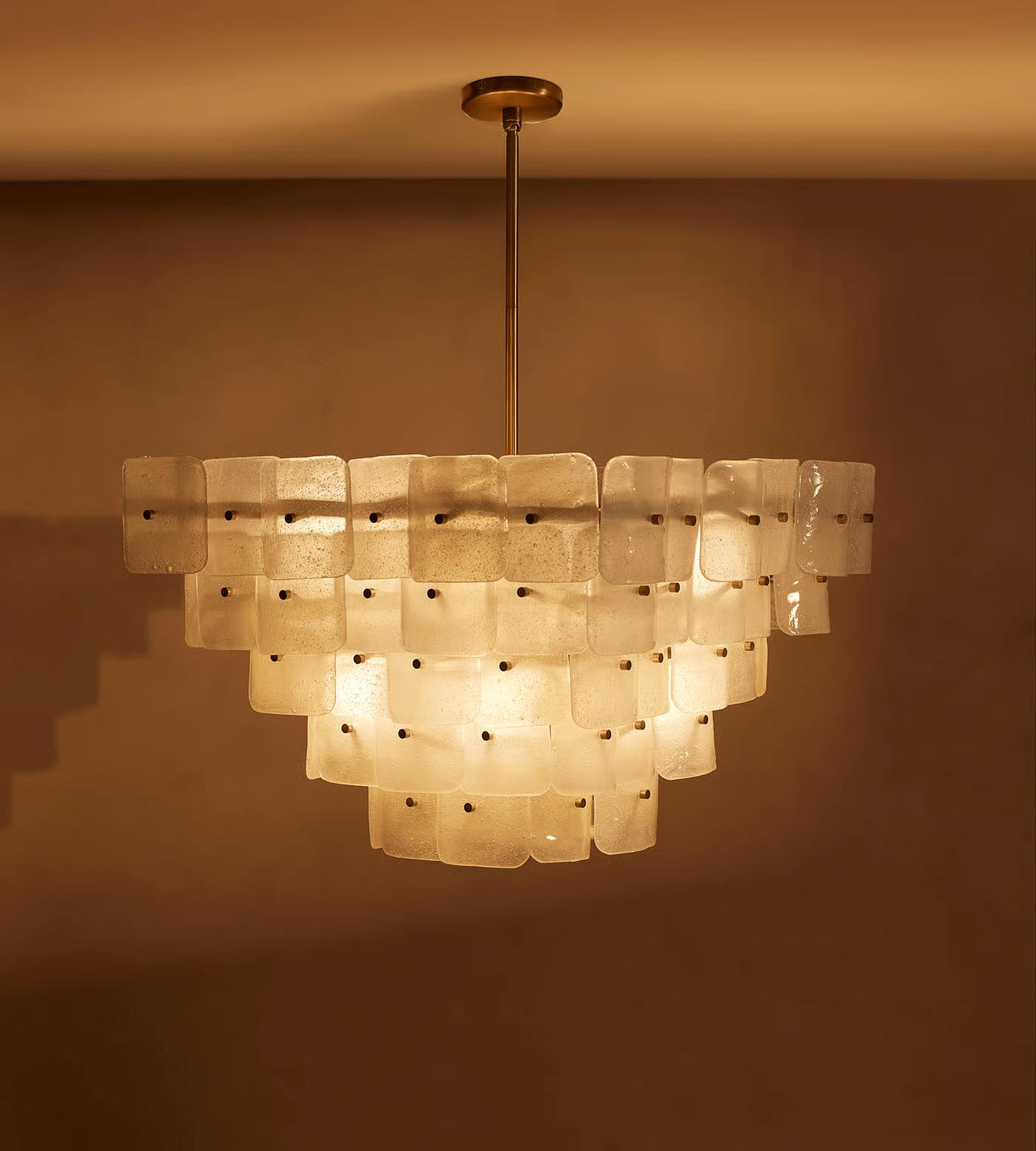 Aurora Lustre Blanc Givré Verre Géométrique Étagé