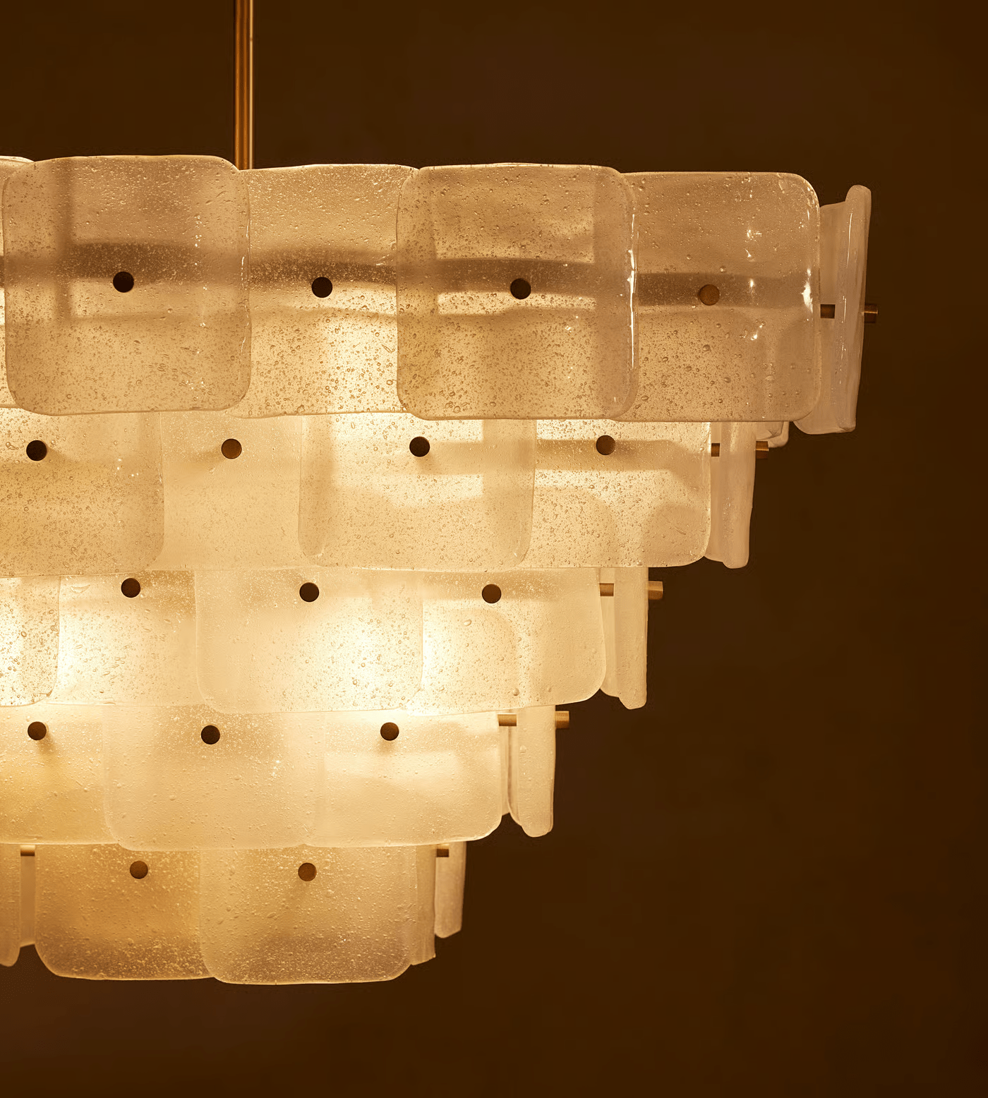 Aurora Lustre Blanc Givré Verre Géométrique Étagé