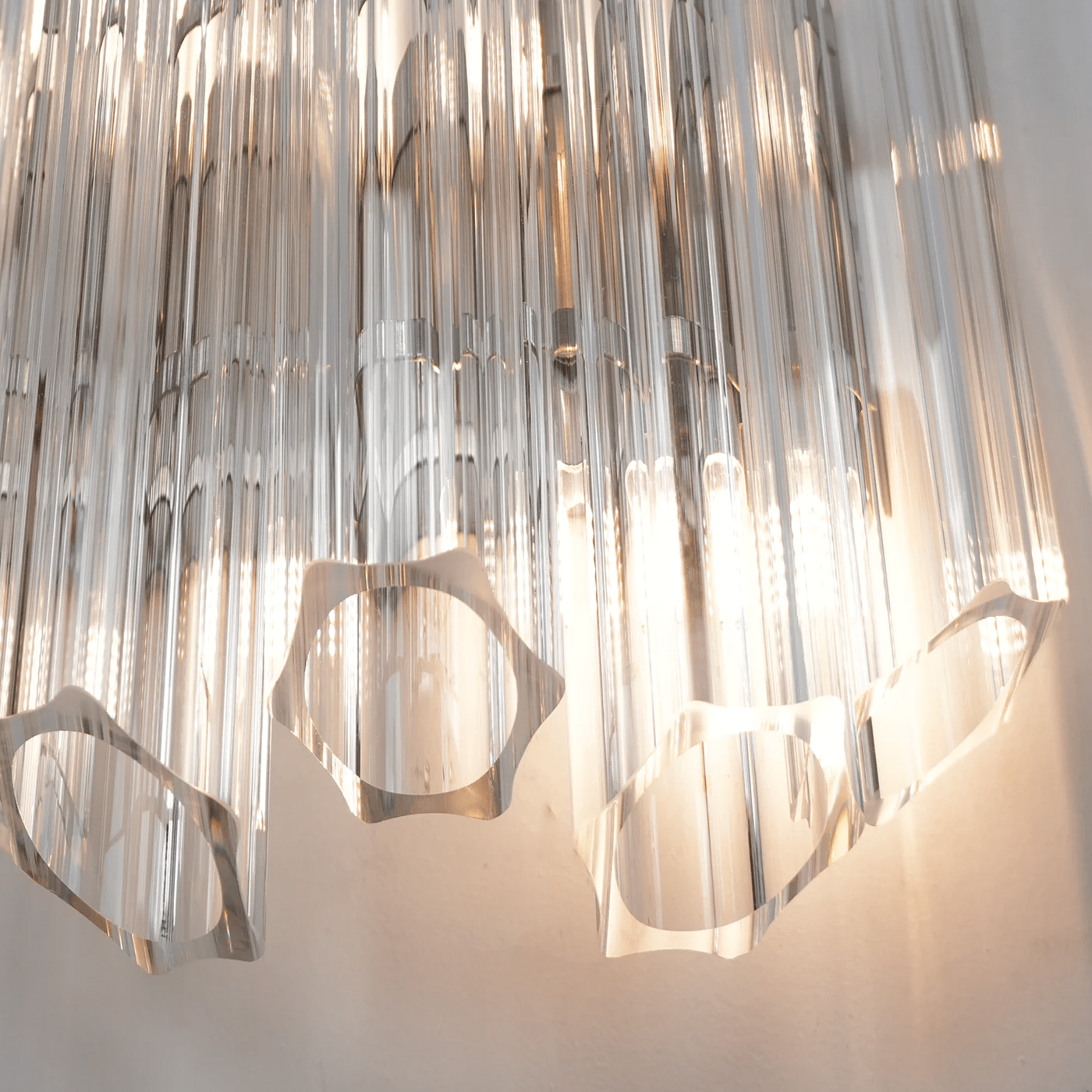 Aurora Applique Murale Transparent Murano Verre Tube Cascade
