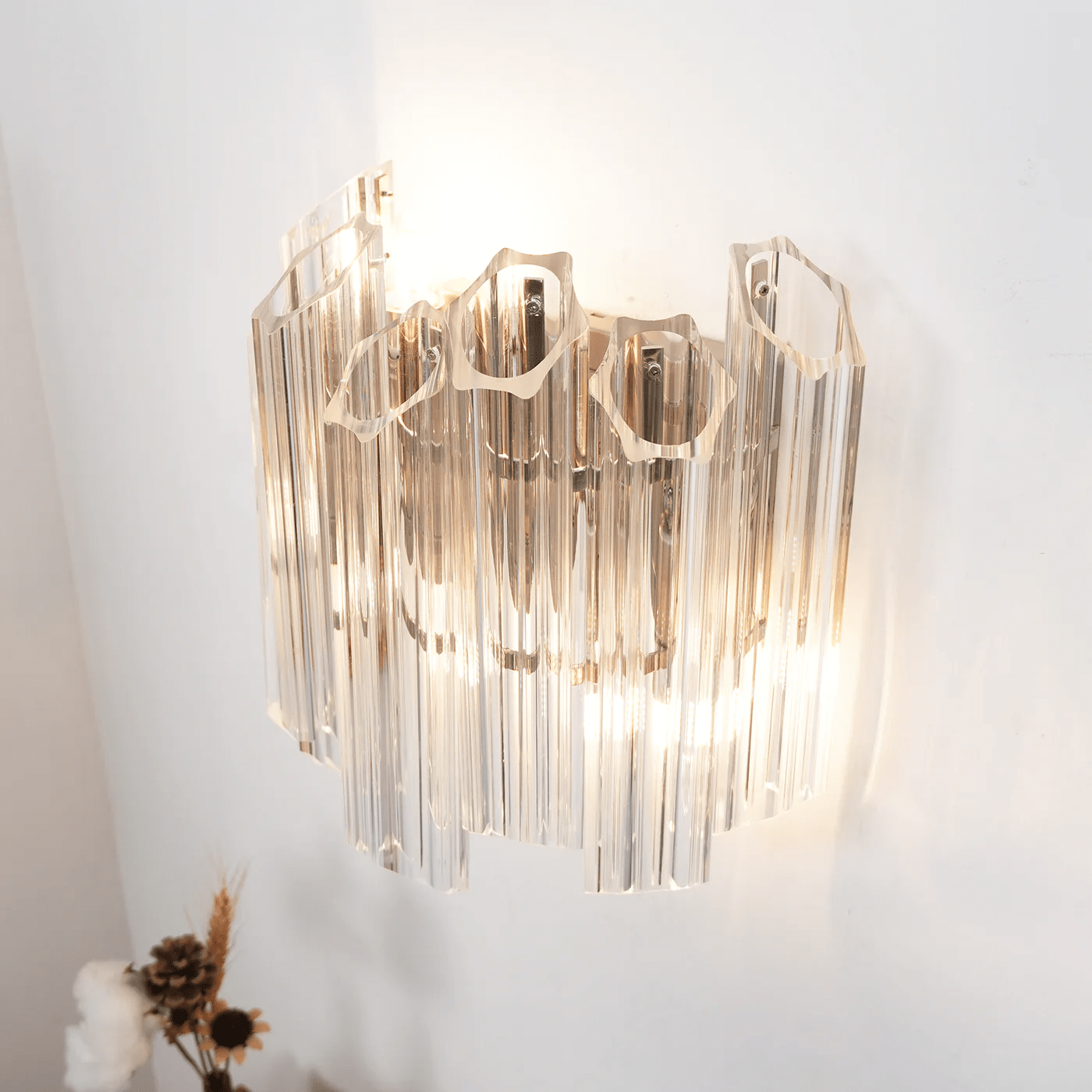 Aurora Applique Murale Transparent Murano Verre Tube Cascade
