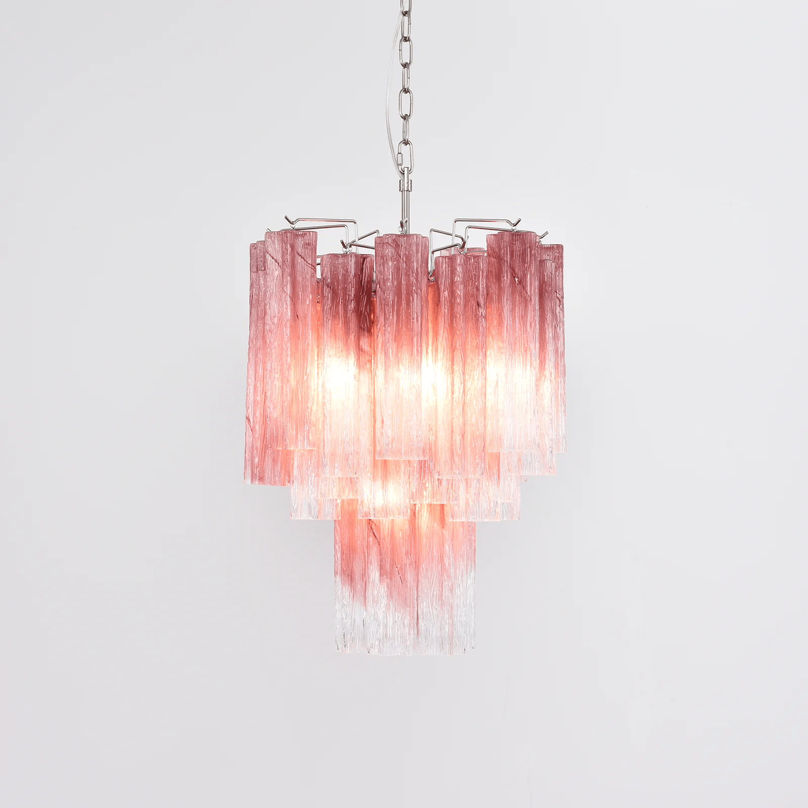Aurora Lustre Rose Dégradé Murano Verre Étagé