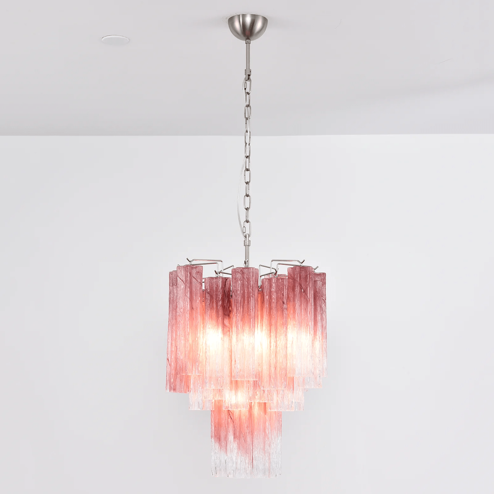 Aurora Lustre Rose Dégradé Murano Verre Étagé