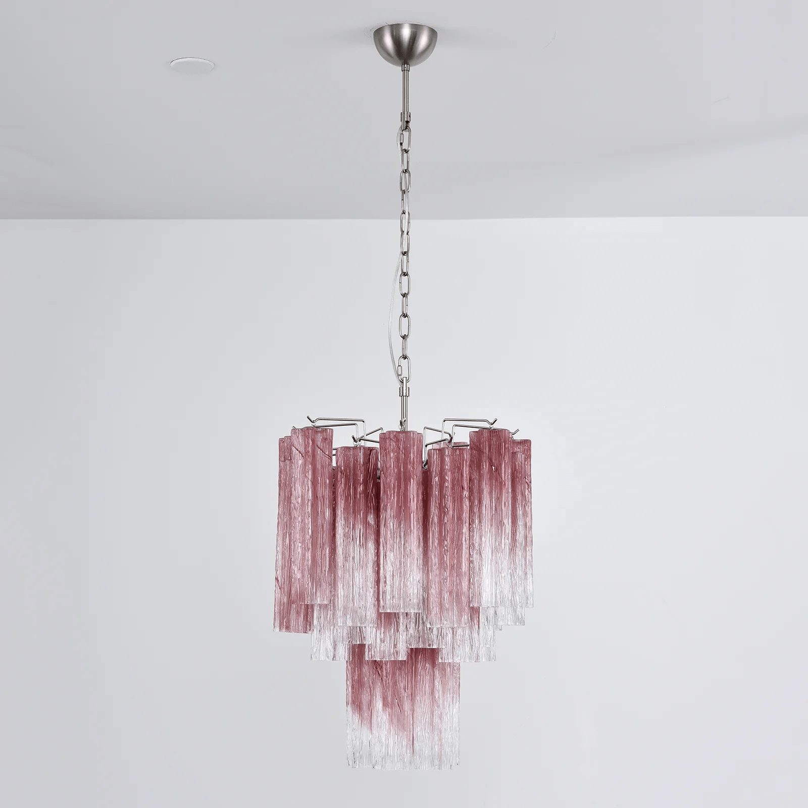 Aurora Lustre Rose Dégradé Murano Verre Étagé