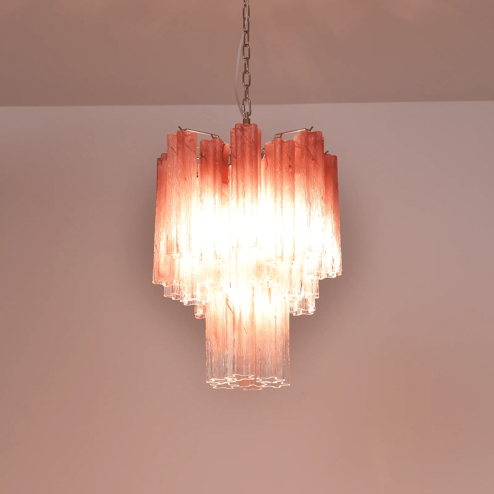 Aurora Lustre Rose Dégradé Murano Verre Étagé