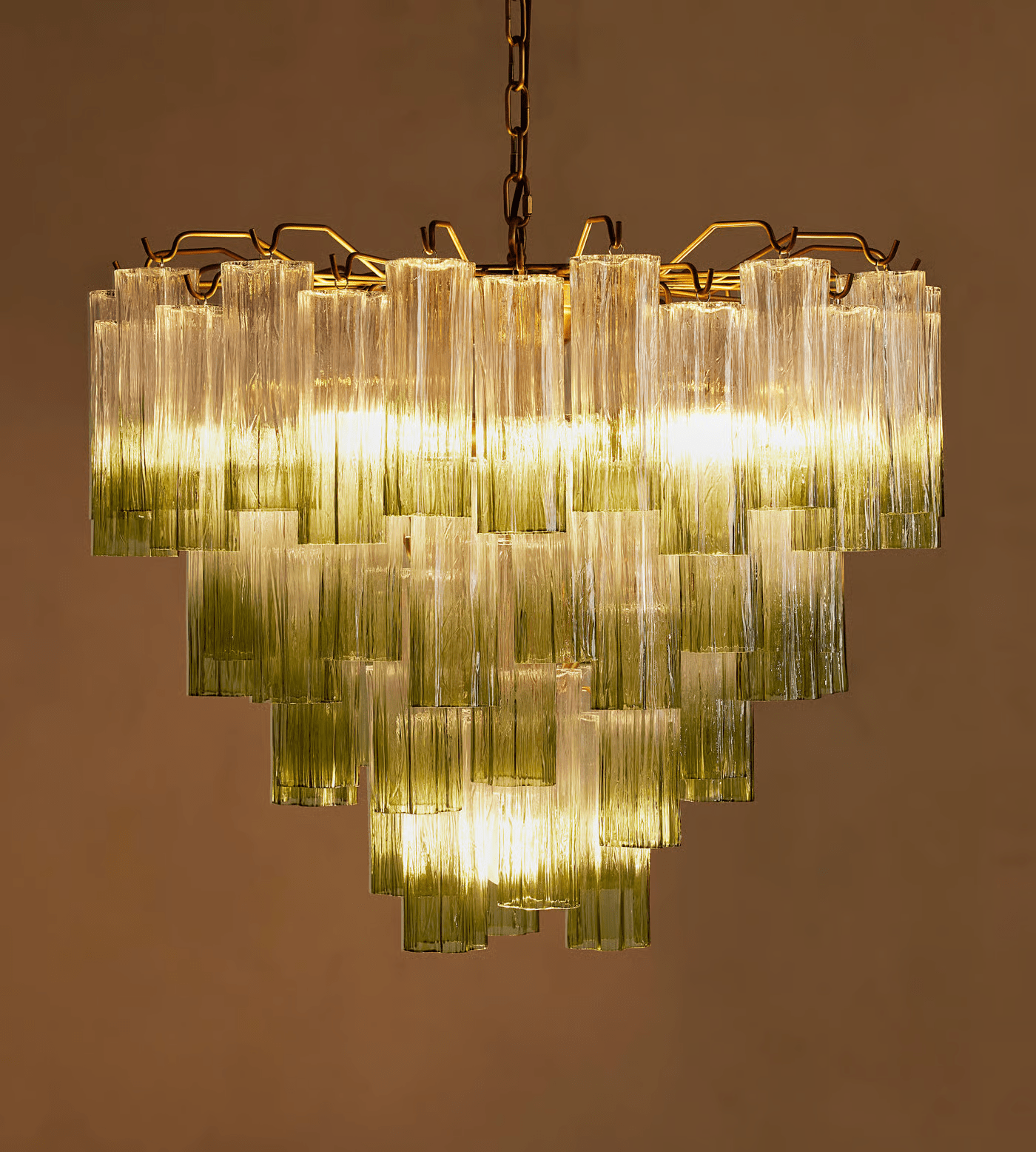 Aurora Lustre Murano Verre Étagé Vert