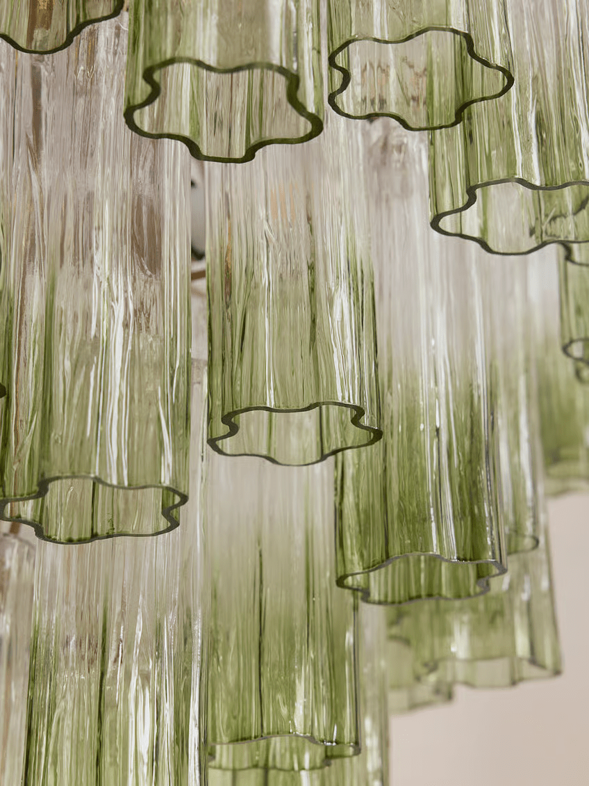 Aurora Lustre Murano Verre Étagé Vert
