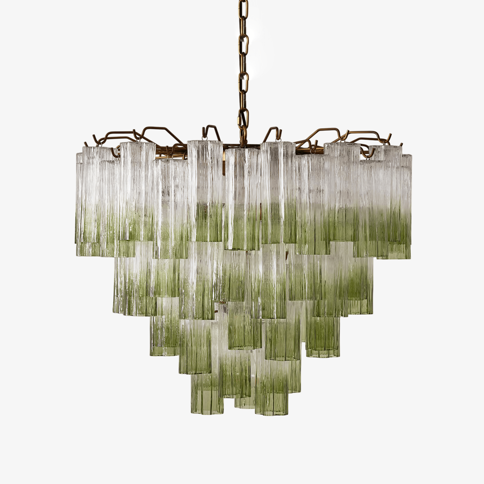 Aurora Lustre Murano Verre Étagé Vert