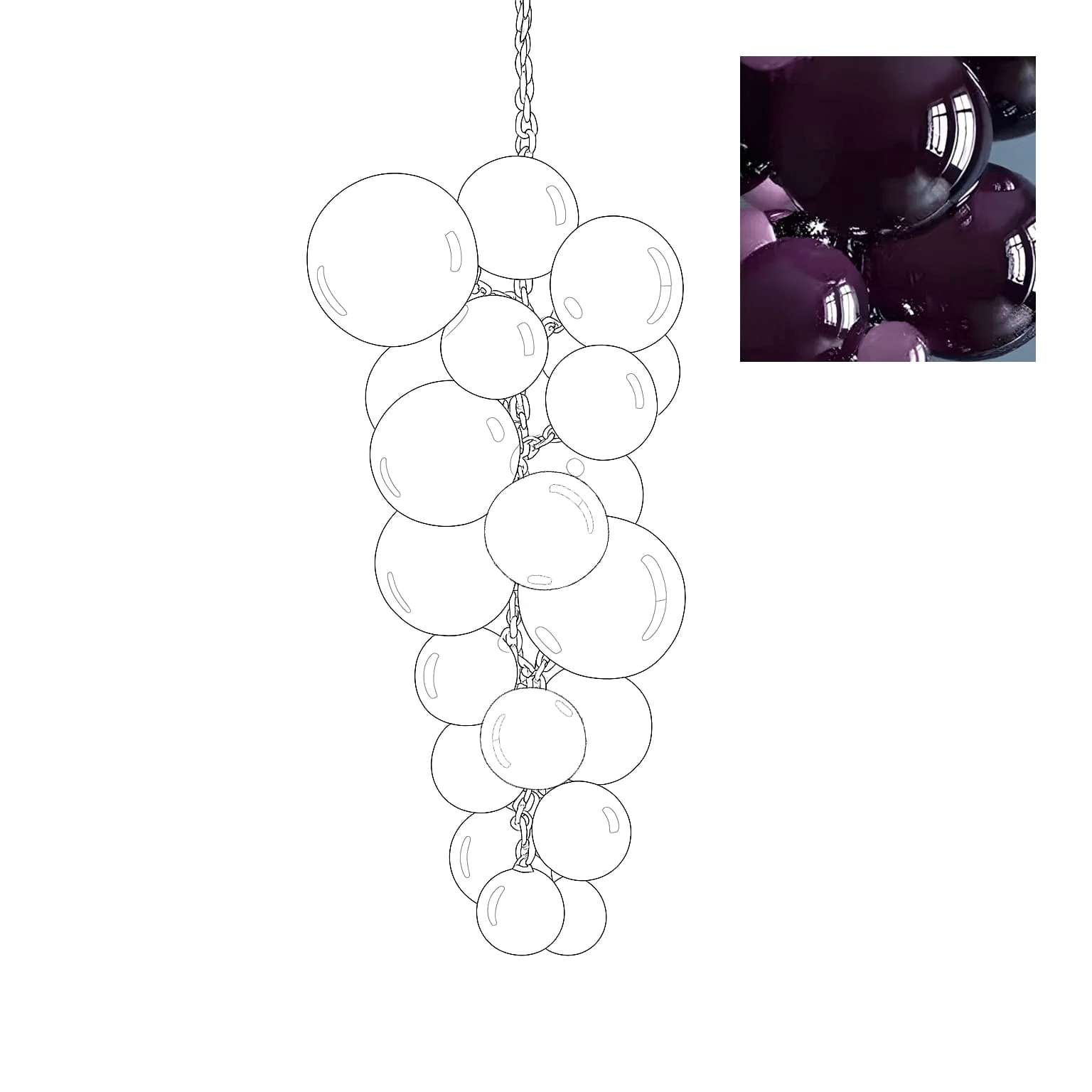 Aurora Lustre En Verre De Murano Grappes De Raisins Art Déco