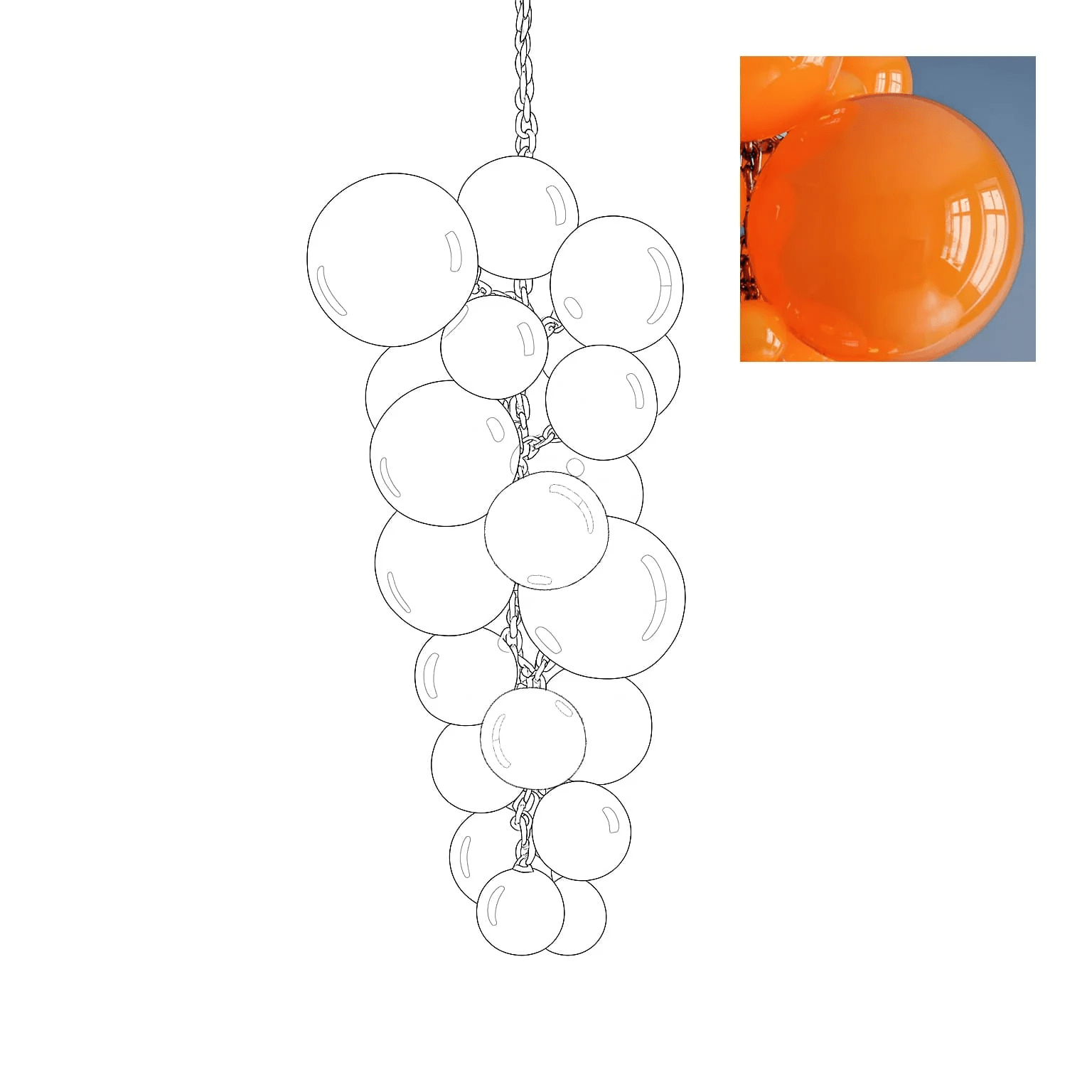 Aurora Lustre En Verre De Murano Grappes De Raisins Art Déco