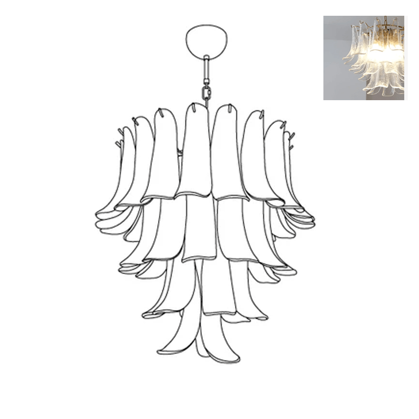 Aurora Lustre Pétales en Verre de Murano Vintage