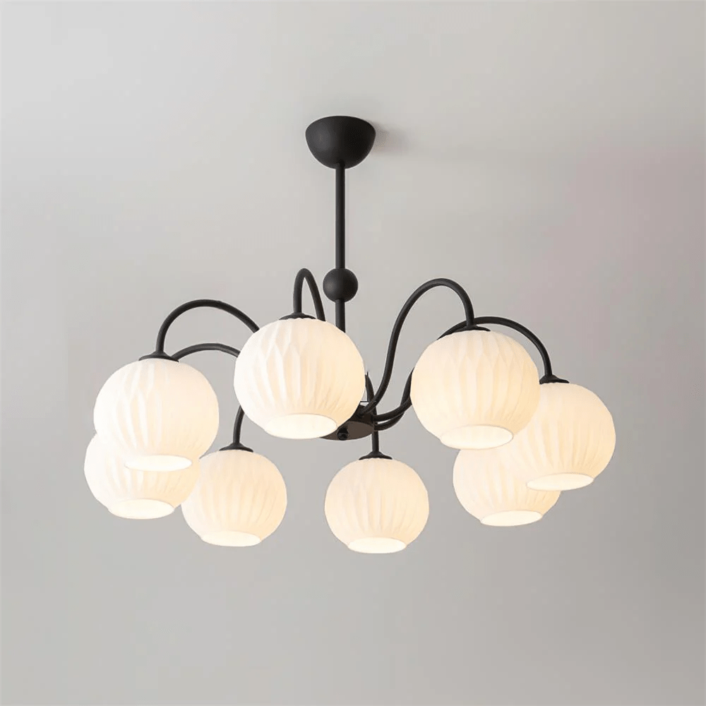 Lustra Lustre Moderne à 8 Lumières en Verre Ridé Vert