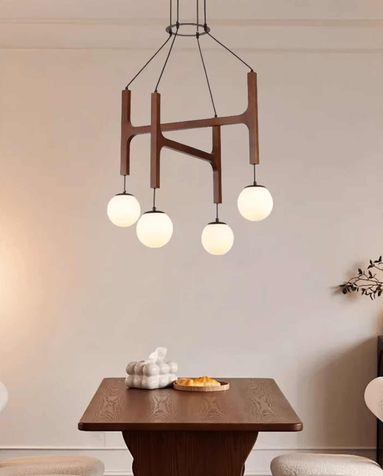 Xylocube Géométrique Bois Globe Suspension Lumière