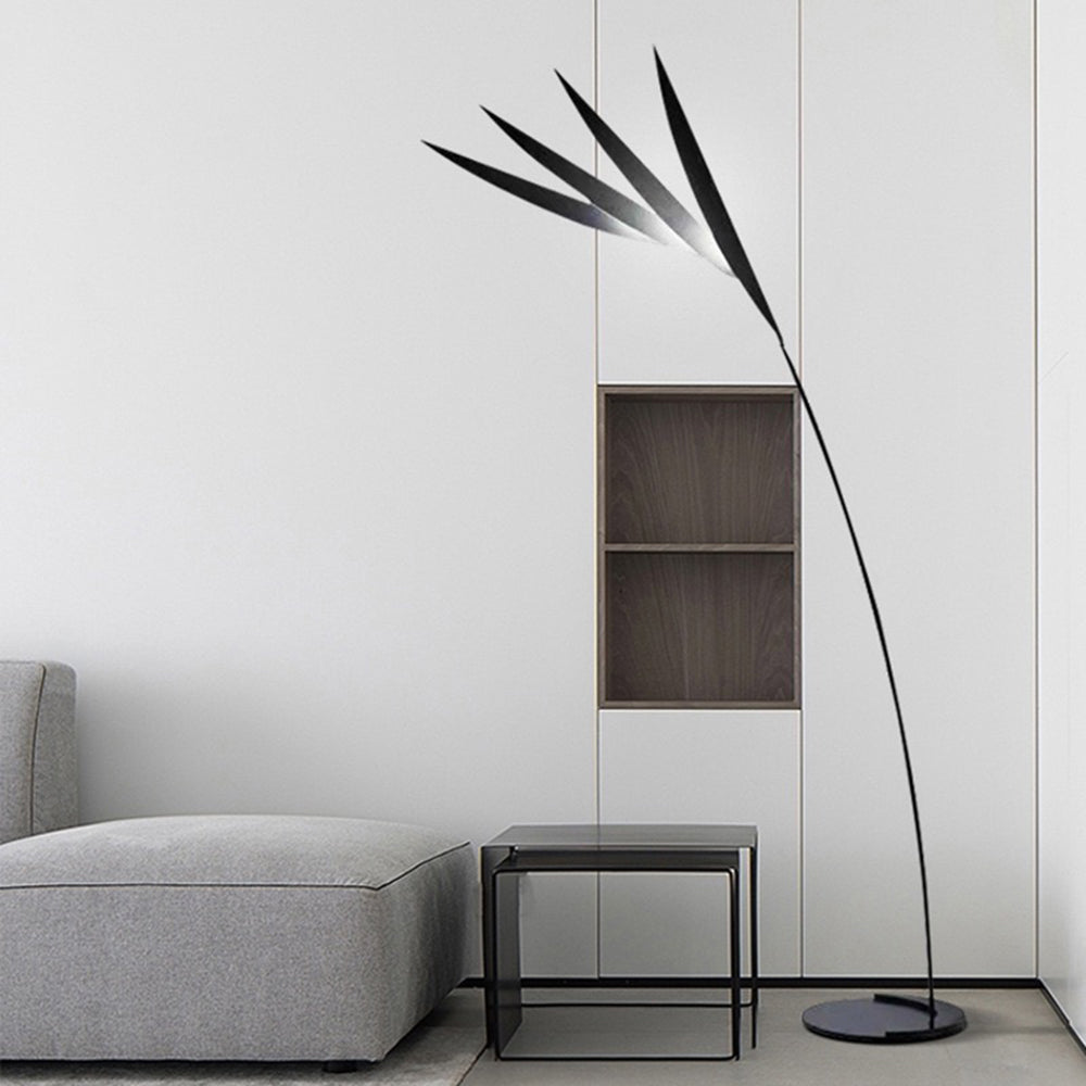 Mira Lampadaire Feuille Nordique, Métal/Acrylique, Noir, Salon