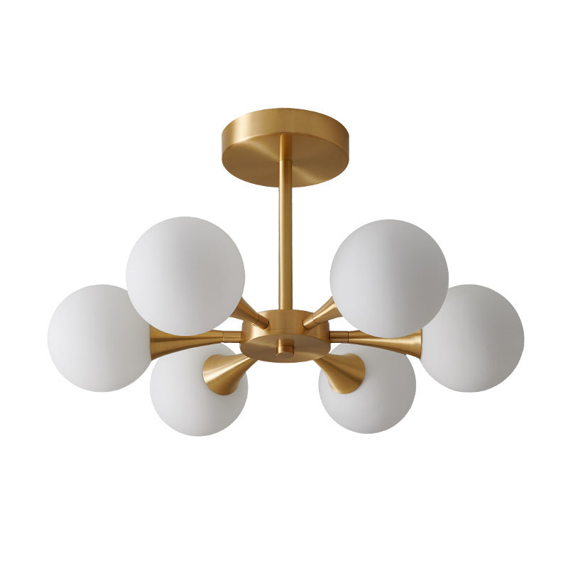 Valentina Suspension Boule Moderne, Laiton/Verre, Blanc/Claire, Salon