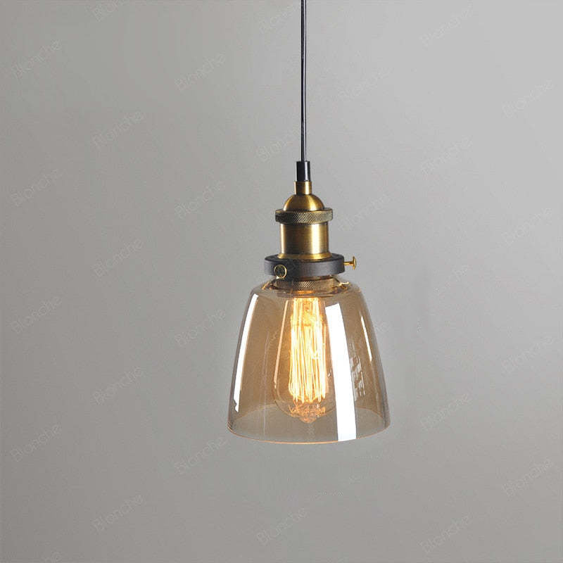 June suspension Industriel en Verre. Clair/Ambre/Gris Fumé