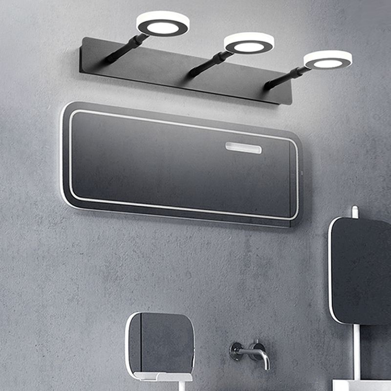 Arisha Applique Murale Miroir Ronde Moderne, Métal/Acrylique, Noir, Salle de Bain