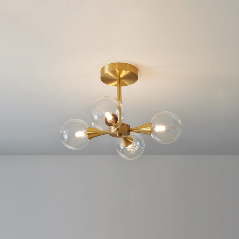 Valentina Suspension Boule Moderne, Laiton/Verre, Blanc/Claire, Salon