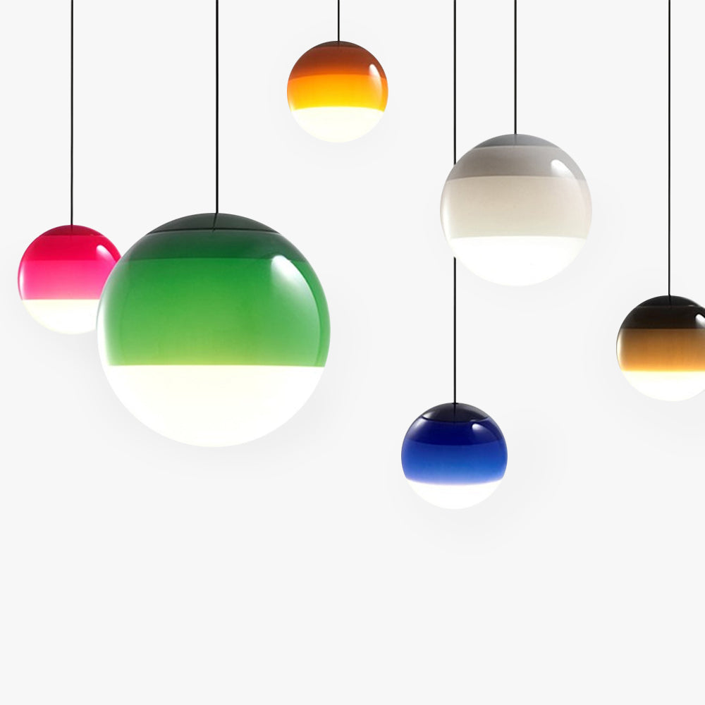 Edith Suspension Bulle Moderne Verre. Noir/Gris/Bleu/Rose. Salon