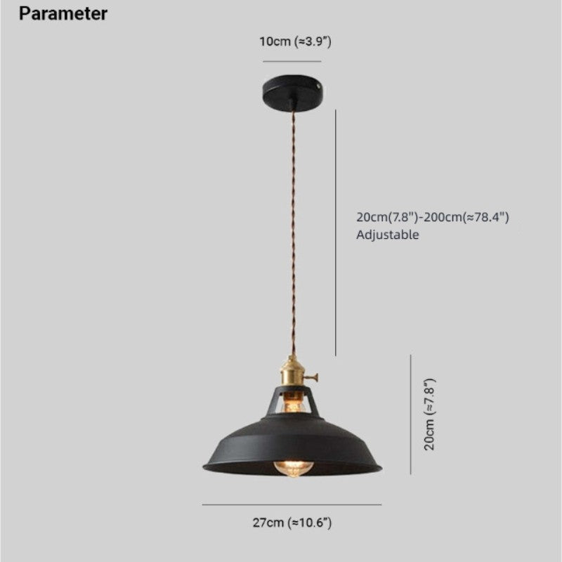 Jojo Lampe Suspension Luminaire Vintage. Métal. Noir/Blanc. Salle à Manger