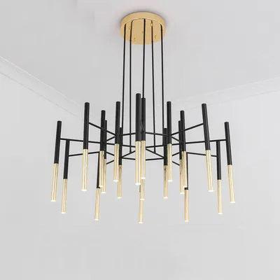Solara Lustre Moderne Tiges Noir Or