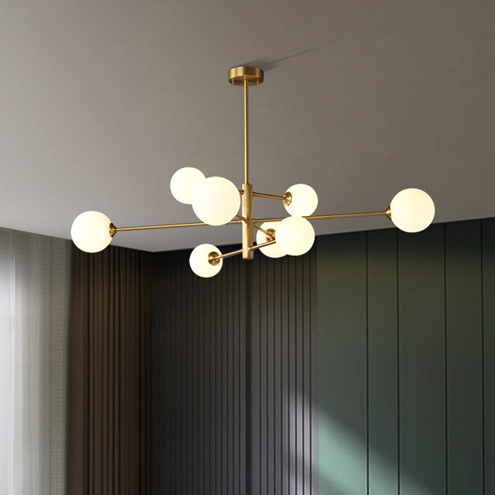 Truva Lustre Bulle Moderne. Cuivre/Verre. Noir/Cuivre. Salon