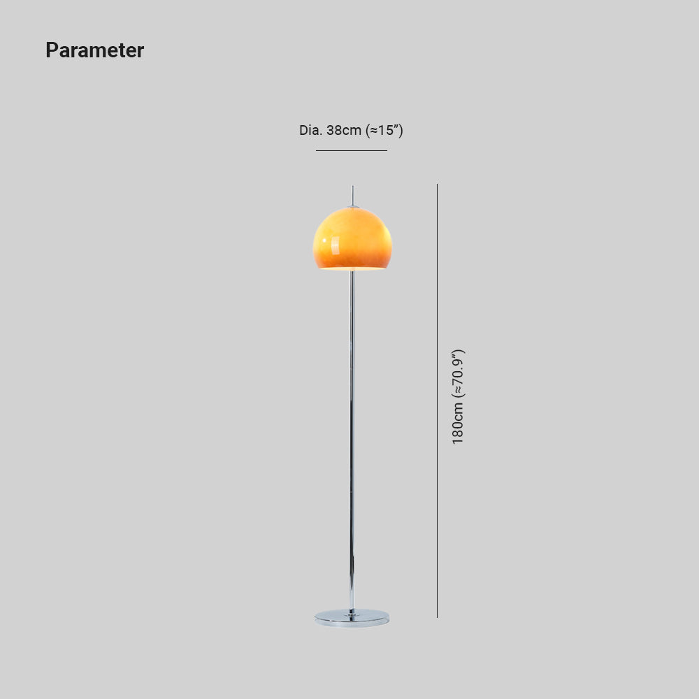 Mira Lampadaire Champignon Moderne, Métal/Verre, Jaune, Salon