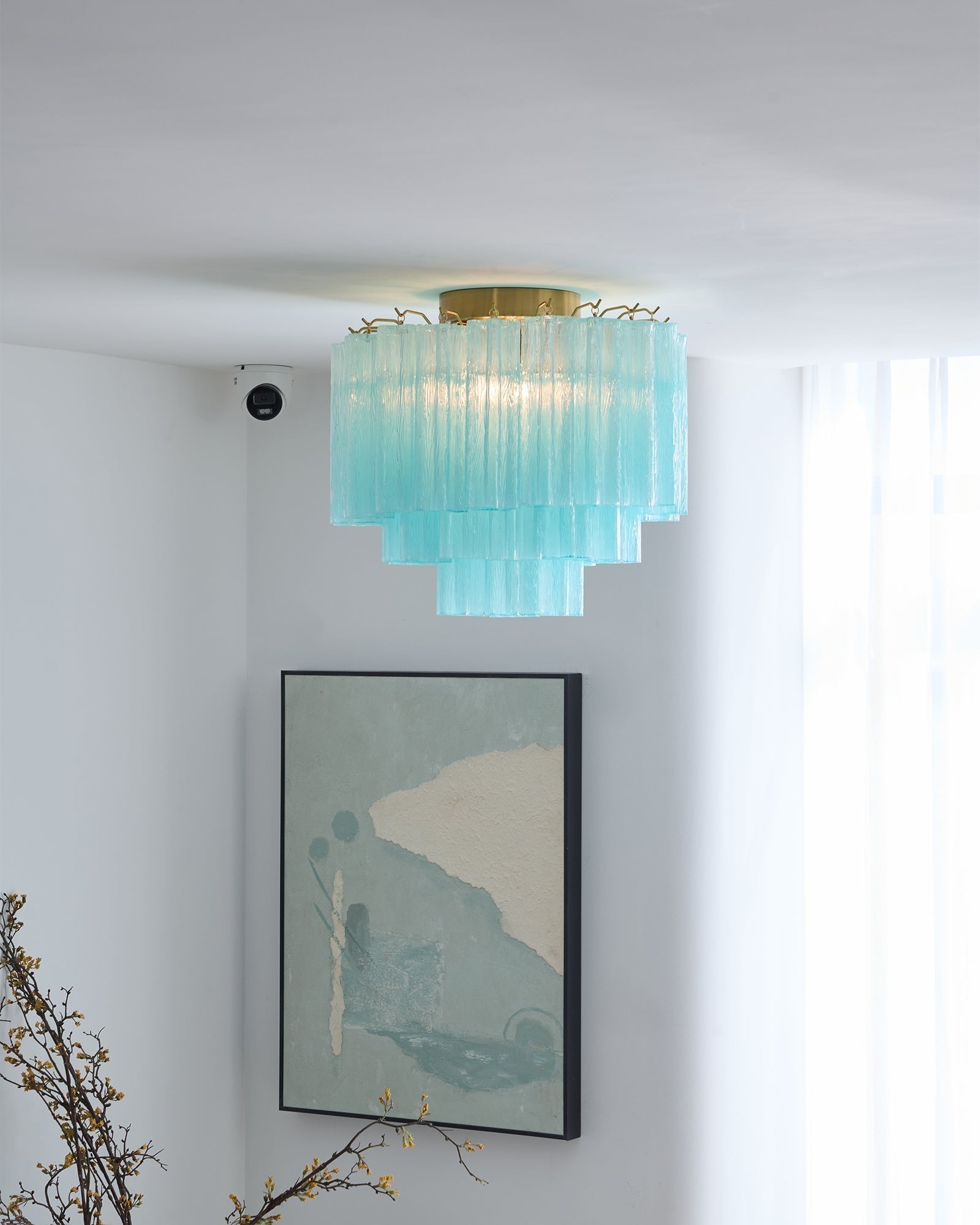 Aurora Plafonnier Blanc Murano Verre Superposé Élégant Moderne