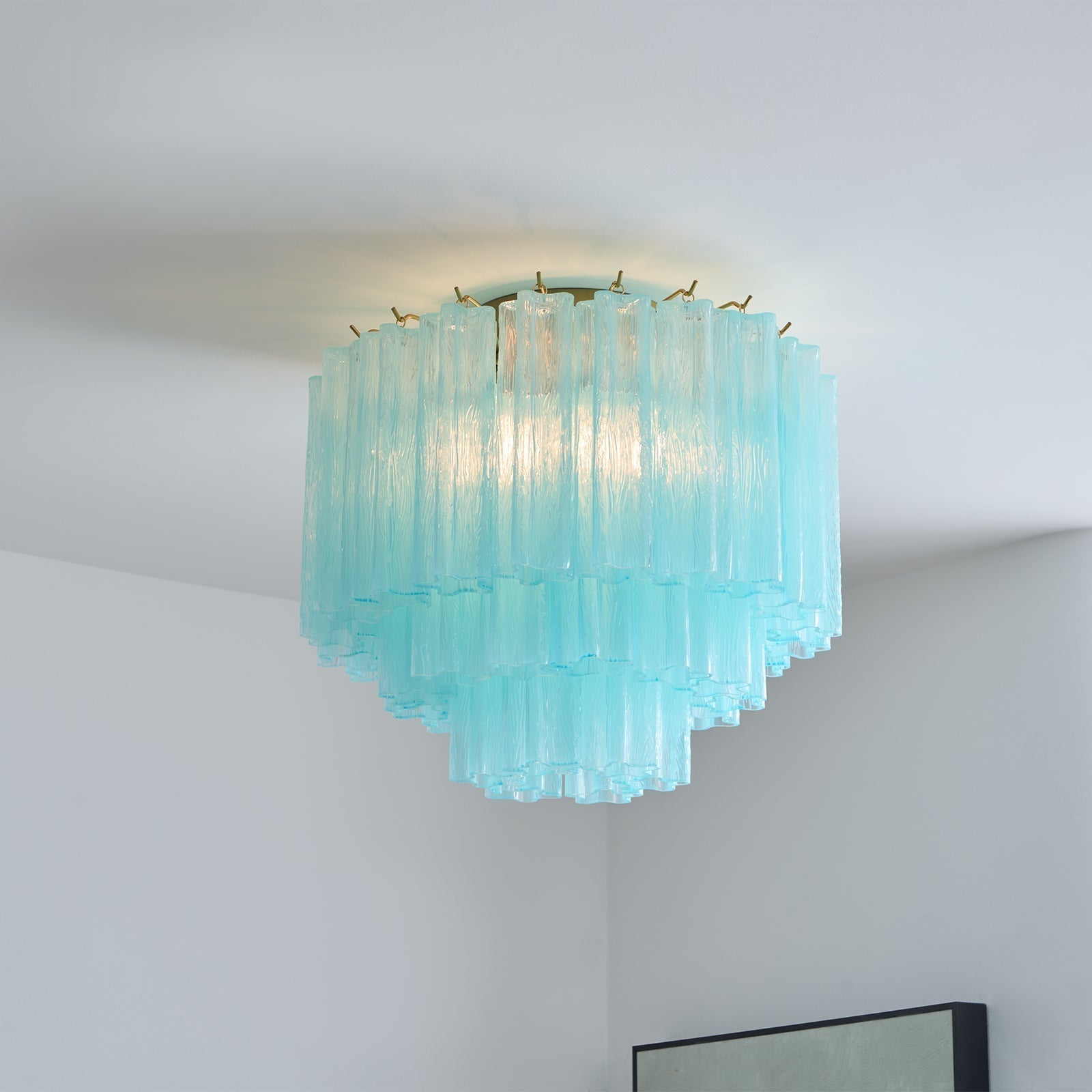Aurora Plafonnier Blanc Murano Verre Superposé Élégant Moderne