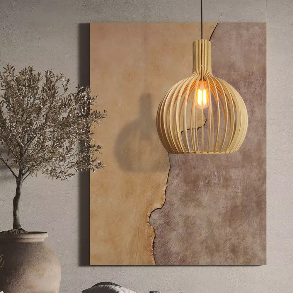 Inosa Suspension Design en Bois Sculpté Naturel Salle à Manger