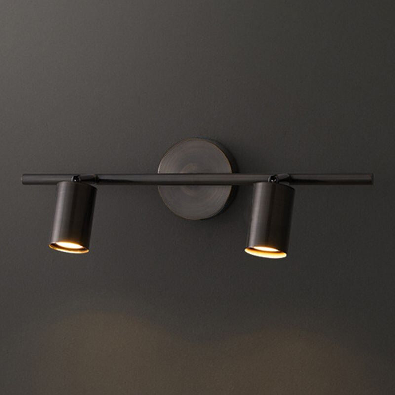 Arisha Applique Murale Cylindrique Minimaliste, Métal, Noir/Laiton, Salle de Bain