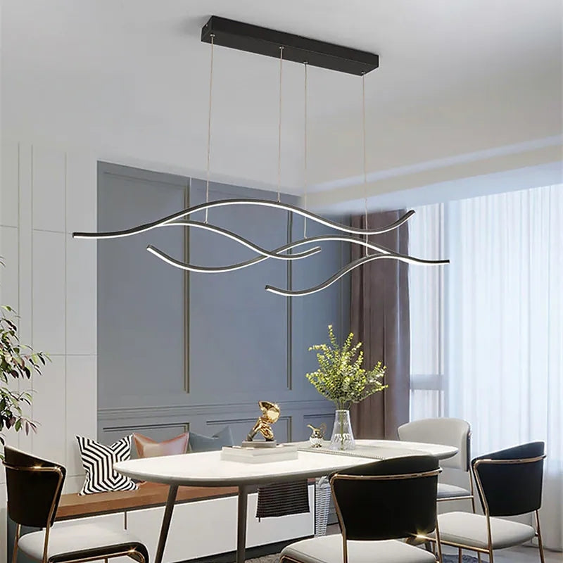 Nayel Luminaires Suspension linéaire. LED Noir/Or. Salon