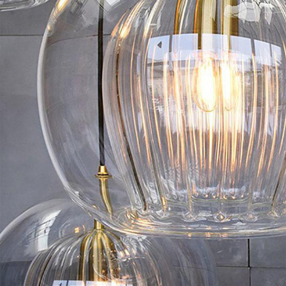 June Suspension Bulle Nordique Verre Transparent/Doré Salon/Chambre
