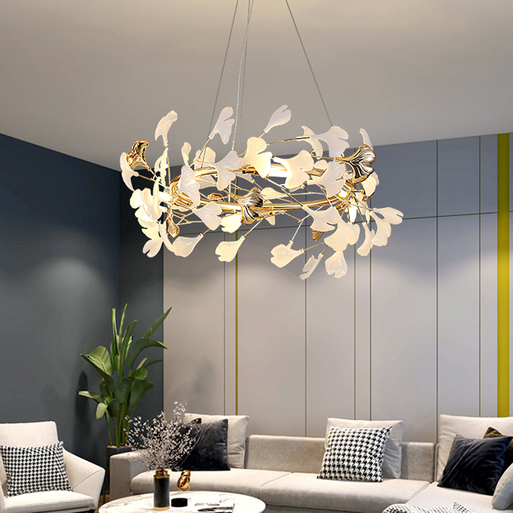 Jarn Suspension Feuille/Multi Moderne Métal/Céramique Doré/Blanc Salon